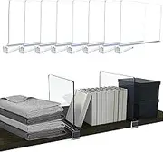 PENGQIMM 8pcs Acrylic Shelf Dividers, Clear Shelf Separators Wood Shelves Organizer Closet Adjustable Clothing Organizer Wardrobe Dividers for Dividers, Shoe Cabinets, Wardrobes and Display Cabinets