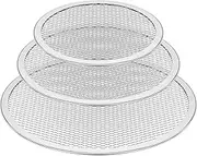 3 Pack Gridded Pizza Tray, Aluminium Mesh Pizza Pan, Thermal Conductivity Pizza Baking Pan, Fast Heating Mesh Oven Pizza Pan, Evenly Heating Gridded Pizza Baking Sheet
