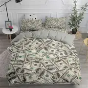 v5411 Bed Sheets Dollars Money Coins Banknotes Print Duvet Cover Pillowcase Bedding Set Bed Sheets IU5411