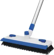 Qaestfy Floor Grout Scrub Brush with Squeegee 3 in 1, 55'' Extendable Long Ha...