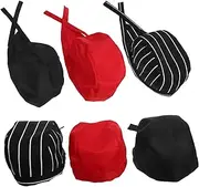 [Happyyami] 6pcs Restaurant Chef Hats Decorative Chef Caps Washable Cooking Caps Kitchen Hats with Classic Tie Design for Men and Women