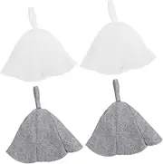 ORFOFE Steam Room Hat 4 Pack Black Sauna Caps Felt Hair Dry Hat for Sauna Head Cover Bath Cap