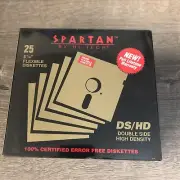 New Sealed Spartan Hi-Tech DS/HD 25-Count 5-1/4" Flexible Diskettes Disks 5.25"