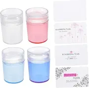 PLAFOPE Nail Art Stamper Tool Set 4 Sets Nail Art Diy Stamping Tool Kit Small Nail Stamper for Manicure