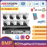 Hikvision 8CH 4K CCTV System w/Audio OEM IR ColorVu 8MP Hybrid Light POE Camera