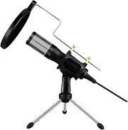 Parliky Plug and Play Microphone for Computer Conference Ultra Long Distance Desktop Voice Chat Mic Driver Microphone with Tripod Stand for Streaming and Online
