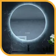 Simplus LED Round Wall Mirror Bathroom Makeup Mirror Vanity Mirrors Smart Anti-Fog 70CM
