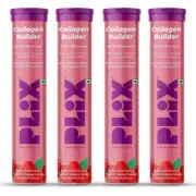 Plix Collagen Builder Bubbly Effervescent Tablets Hydrated Skin Juicy -Pack Of4