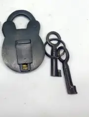 DARK small 2.1/2" PADLOCK old stye aged solid 100% brass 2 keys heavy lock B