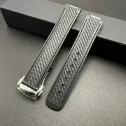 Watch Strap For Omega Seamaster Aqua Terra Rubber Silver Clasp Black 20mm