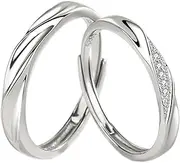 Cathay Select [New Sterling Silver 925, Couple Rings Set, Adjustable Matching Rings, I Love You Wedding Relationship Promise Rings