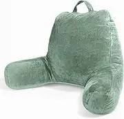 Sasttie Reading Pillow for Bed, Velvet Back Support Pillow for Bed Sitting Up, Back-Rest Sit-Up Support Cushion, College Dorm Essentials for Girls and Boys, Sage