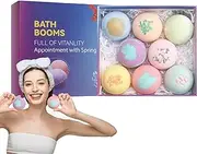 Bath Balls For Women Relaxing | Stocking Stuffer Bombs | 8pcs Spa Bombs Set, Handmade Mothers Day, Natural Sea Salt, Moisturizing, Fragrant Shower Bombs For Amith