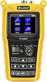 VF-6800P Satellite Finder DVB-S2/T-C MPEG4 Sat Finder Meter 2.4 Inch LCD HD Digital Satellite Finder for TV Receiver, with Flashlight Compass