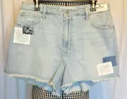 NWT Hollister Ultra High-Rise Eyelet Patchwork Mom Denim Jean Shorts Juniors 13