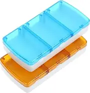 PLAFOPE 2Pcs Travel Pill Organizer Compact Compartment Medicine Storage Box Portable Wear Resistant Case for Daily Use for Purse Pocket