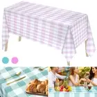 Table Cloth Waterproof Oil-Proof PVC Tablecloth Rectangle Checkered Table CaOYY