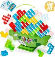 48 PCS Tetra Tower Balance Stacking Blocks Game, Fun Family Games Board Game for Kids, Adults, Friends, Team, Classroom, Dorm, Family Game Night and Parties (Dinosaur)