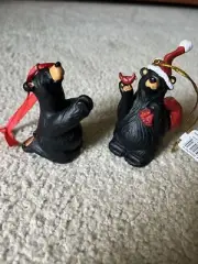 Set of 2 Black Bear Christmas Ornament "Just Pray" and “Nick the Elf” NEW