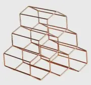 Copper Rose Gold Geometric 6 Bottle Wine Rack Holder Kitchen