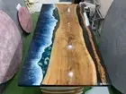 Made To Order Ocean Wave Epoxy Table, Cafeteria Walnut Table, Resin Arts Decors