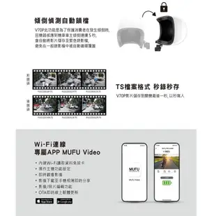 MUFU 機車行車記錄器 V70P 前後雙錄鏡頭 1080P WIFI GPS 主機防水 贈64G記憶卡