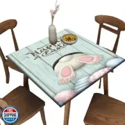 CRXTNSVR Easter Square Tablecloth, Waterproof Fitted Table Cloth for Outdoor