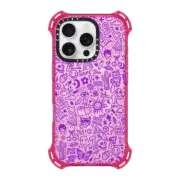 iPhone 16 Pro Bounce Case MagSafe Compatible Transparent Cute Funny Purple Graffiti Doodle Drawings