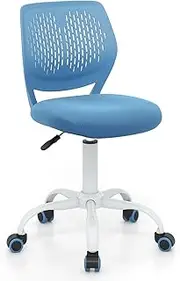 Giantex Kids Desk Chair, Adjustable Children Study Chair, Swivel Chair Armless Mesh Task Student Chair, Child Desk Chair with Adjustable Height & Lumbar Support Computer Chair (Blue)
