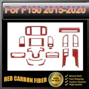 16pcs Red Carbon Interior Console AC GPS Vent Trim Cover Set For Ford F150 15-20