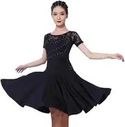 [YHHGDS] Women's Latin Ballroom Dance Dresses Modern Dance Waltz Fishbone Skirt Lace Cha Cha Tange Dress Elastic Dance Costumes