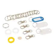 Silverline Keyring/Tag Set 26pc Key fobs Steel rings Swivel karabiners All KEYS