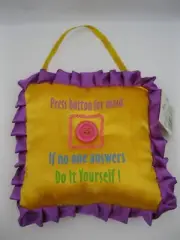 Dan Dee Pillow Plush Yellow Purple Press Button Maid No Answer Do It Yourself