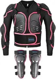 Kids Motorcycle Jacket Armor Suit-Dirt Bike Gear for Children,Back Chest Knee Protection for Cycling Skateboard Skiing
