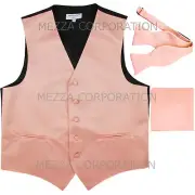 New Men Solid Tuxedo Vest Waistcoat & Self-tie Bowtie Mauve Pink formal wedding