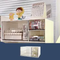 在飛比找momo購物網優惠-【辦公室必備】簡約透明3格桌面抽屜收納盒(大容量 防塵 置物