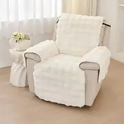 Plush Recliner Slipcover Home Faux Fur Fluffy Recliner Chair Slipcover Non Slip Back Fuzzy Fluffy Reclining Couch Cover Soft Comfort Sofa Slipcover Washable Fu
