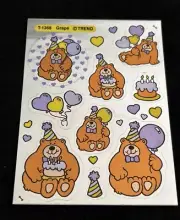 Vtg 80’s Trend SHINY BRIGHTS Grape Scratch & Sniff Foil Sticker Sheet - HTF