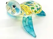 HAND BLOWN Art Glass,Sea Turtle Miniature Animals Collection, Dollhouse Miniatures,Turtle Art Glass Blown,By Audomna Shop.(N0053)