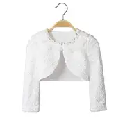 Kids Girls' Cardigans Solid Color Fashion Rivet Performance First Communion Dress For Girls Outerwear 3-13 Years Summer White