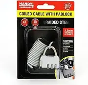 Handy Hardware 3-Digit Combination Padlock with 2.5 mm Coiled Braided Steel Cable
