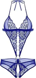 [Zylphorix] Women One Piece Sexy Lingerie Lace Halter Teddy Nightgown Bodysuit Sexy Teddy Plus Size Underwire