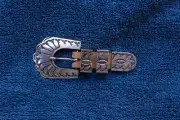 Kenneth Bill (Navajo) Vintage Hand Signed Sterling Silver Ranger Buckle Set