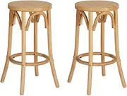 Artiss Bar Stools Stool Set of 2 Kitchen Swivel Counter Barstools Dining Chair Chairs Wooden Rattan in 65cm Seat Height Floor for Home Dining Room Cafe Outdoor Indoor