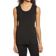 Ming Wang Scoop Neck Knit Tank in Black at Nordstrom, Size Small