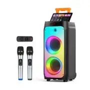 Karaoke Machine with 2 Wireless Microphones, Portable Bluetooth Karaoke Speak...