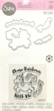 Unicorn Sizzix Clear Stamps & Framelits Die Set 662659 NEW!