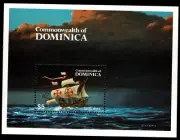 Stamp Dominica 1990 500 th Discovery America Santa Maria yvert hb 146 sello