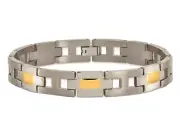Mens Bracelet in Titanium 24K Gold (9 Inch)