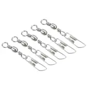 Fishing Barrel Swivel with Safety Snap, 50Pcs 17lb Carbon Steel, Silver